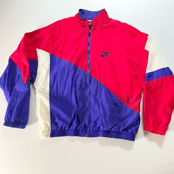 Vintage Nike Swoosh 80s 90s Full Zip Windbreaker Embroidered Logo L Unisex - Picture 1 of 16